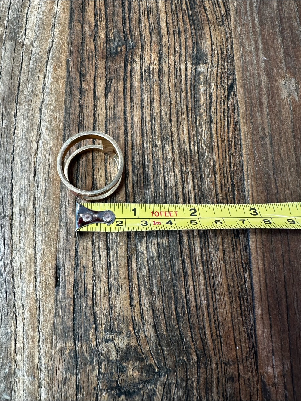 Red Enamel H Cuff scarf Ring with Gold-Tone Trim - Picture 4 of 4